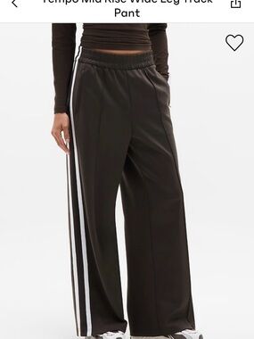 Wide Leg Track Pants with Side Stripe - brown